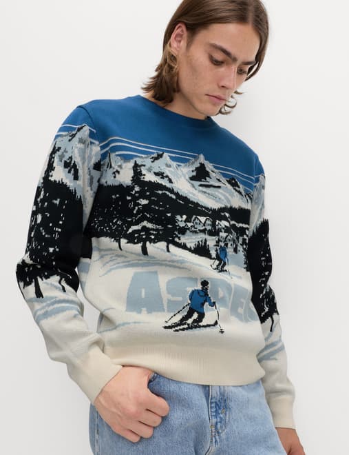 Pure Cotton Crew Neck Aspen Slogan Jumper