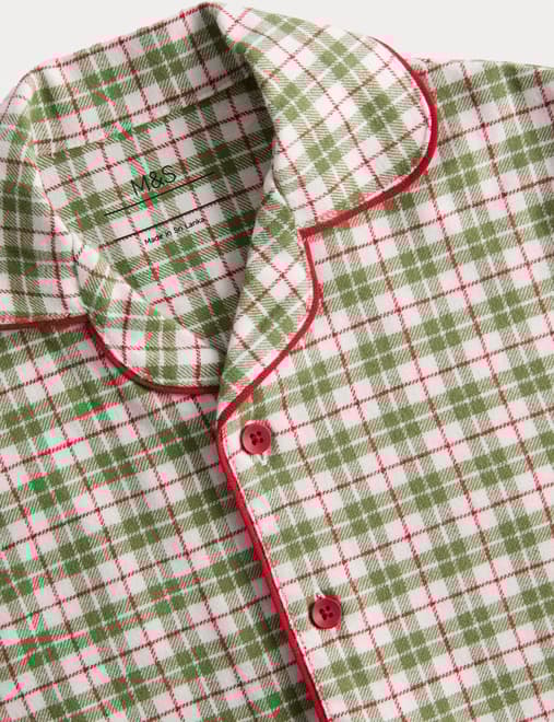 Pure Cotton Christmas Checked Revere Pyjamas (1-10 Yrs)