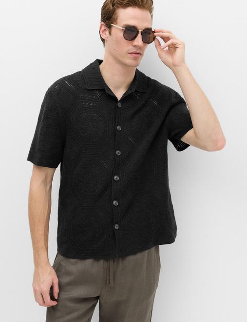 Cotton Rich Button Through Knitted Polo Shirt