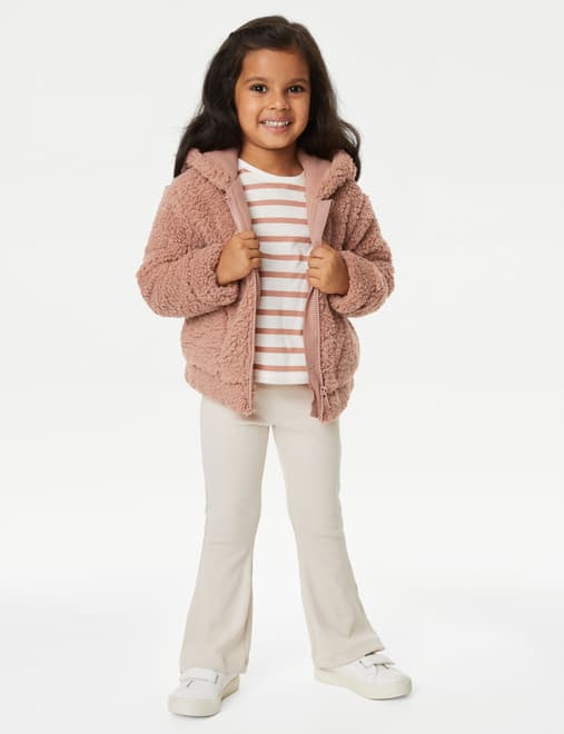 Buy Pink Teddy Borg Fleece Jacket Zip Hoodie (3-16yrs) from Next Spain