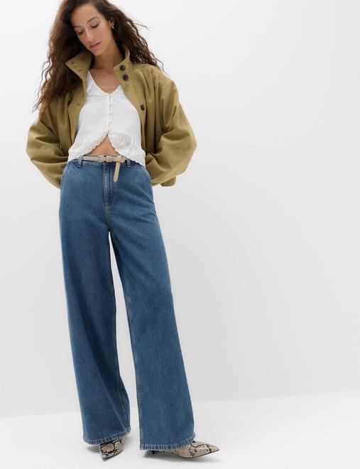 High Waisted Smart Wide Leg Jeans