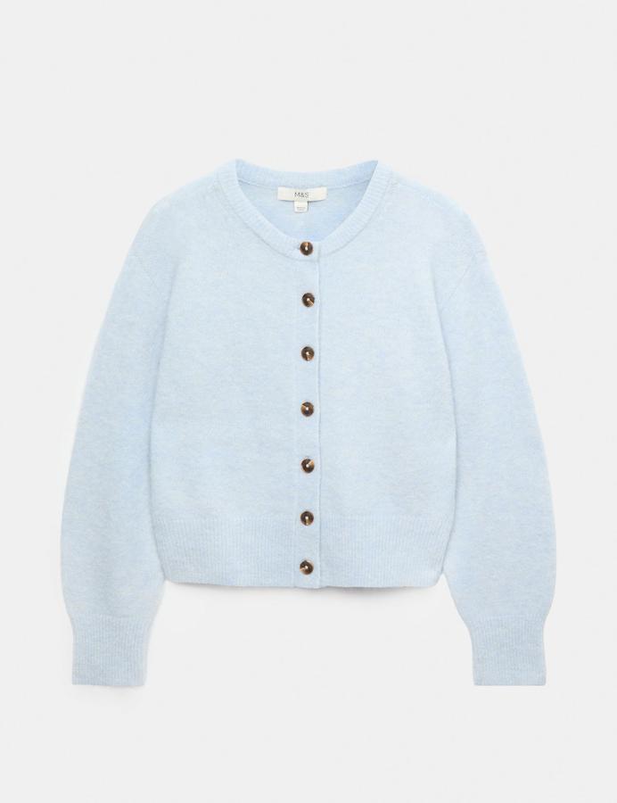 Alpaca Blend Crew Neck Cardigan