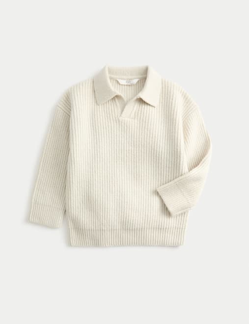 Cotton Blend Knitted Collared Jumper (2-8 Yrs)