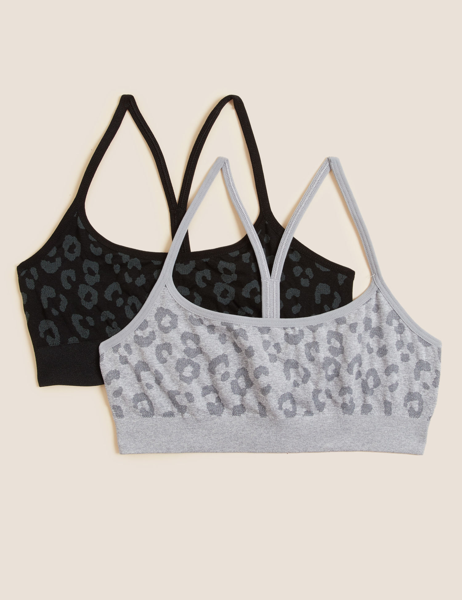 2pk Seamfree Leopard Racerback Crop Tops (9-16 Yrs)