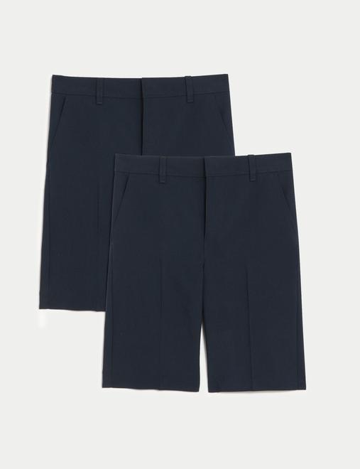 2 Pack Boys' Slim Leg School Shorts (2-14 Yrs)