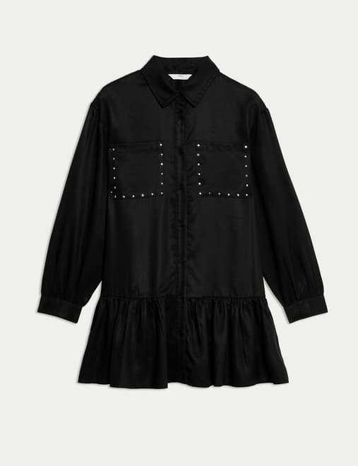 Stud Pocket Shirt Dress (6-16 Yrs)