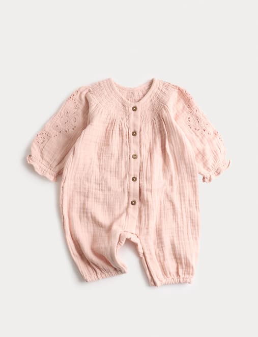 Pure Cotton Broderie Woven All in One (0-12 Mths)