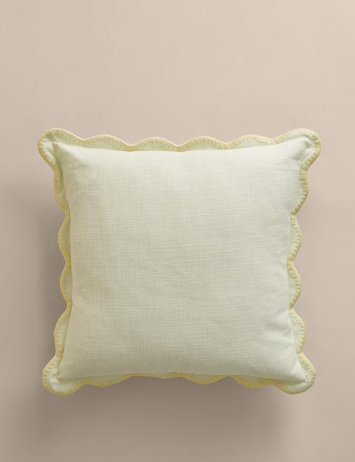 Pure Cotton Large Embroidered Scallop Cushion