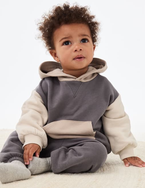 2pc Cotton Rich Colour Block Sweat Outfit (0-8 Yrs)