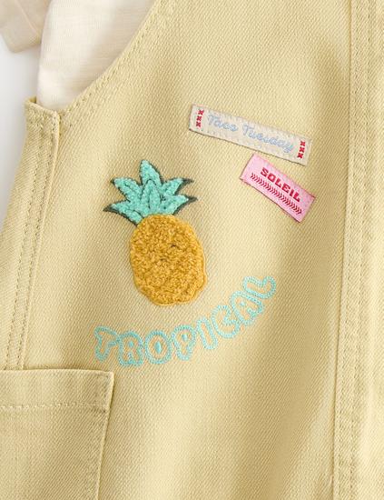 2 Piece Embroidered Bib Shorts and Top (0-3 Yrs)