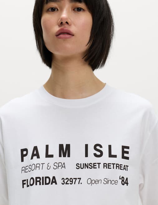 Pure Cotton Slogan Oversized T-Shirt