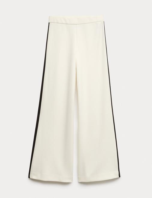 Pique Side Stripe Wide Leg Trousers