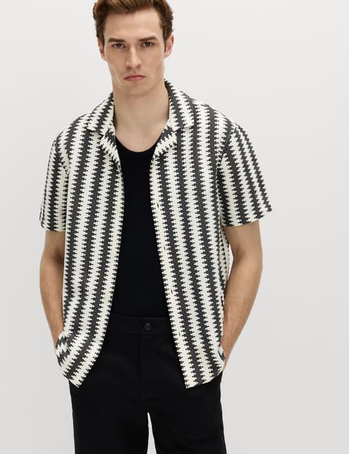 Regular Fit Cotton Blend Short Sleeve Shirt