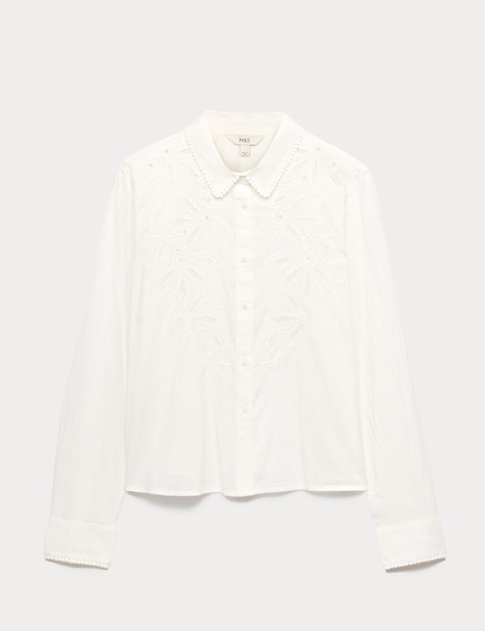 Pure Cotton Embroidered Collared Shirt