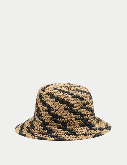 Straw Stripe Detail Bucket Hat