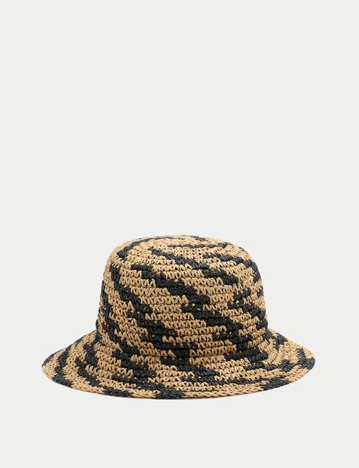 Straw Stripe Detail Bucket Hat