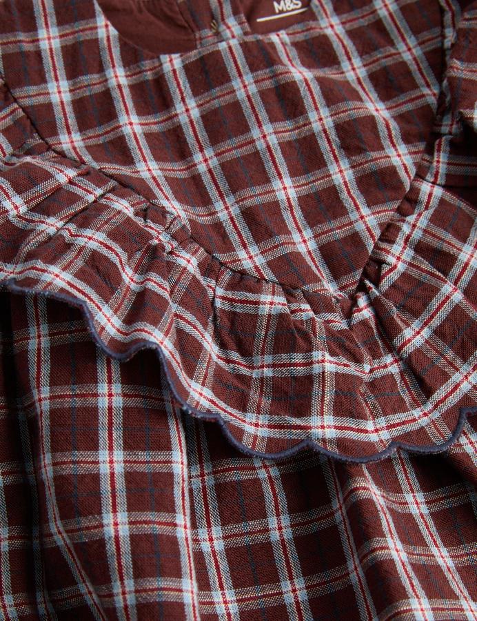 2 Piece Gingham Romper Outfit with Tights (0-12 Mths)