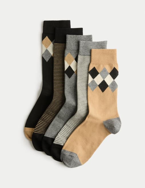 5 Pack Cool & Fresh™ Argyle Cotton Rich Socks