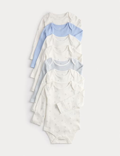 7pk Cotton Rich Bodysuits (0-3 Yrs)
