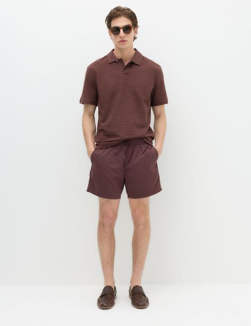 Cotton Rich Notch Neck Boucle Polo Shirt