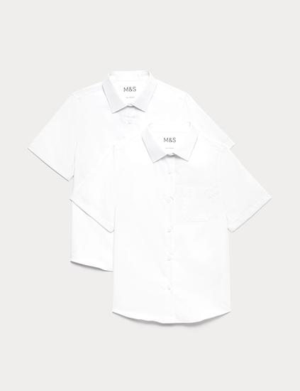 2 Pack Girls' Non-Iron School Shirts (2-18 Yrs)