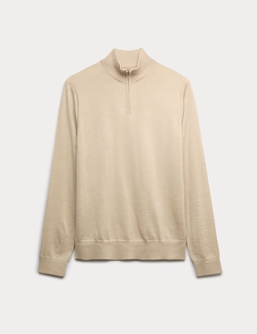 Merino Wool Rich with Silk Half Zip Jumper