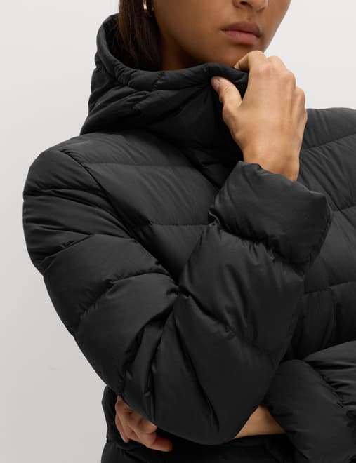 Feather & Down Hooded Duvet Coat