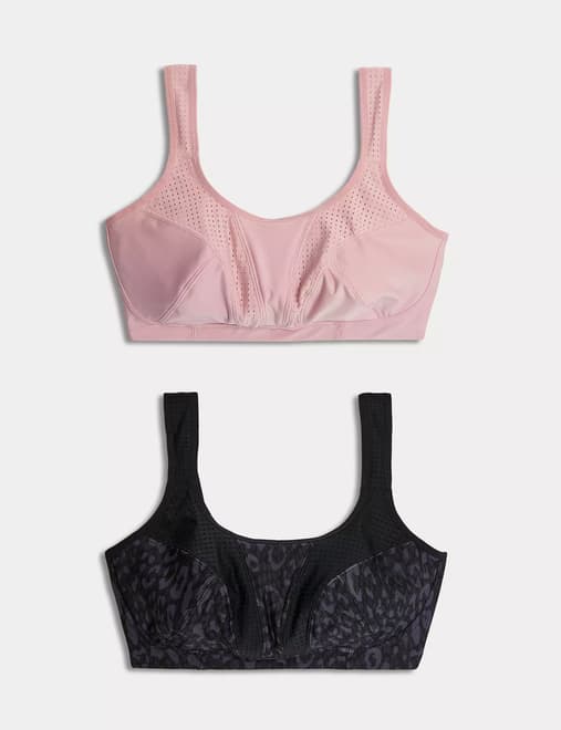 2pk Ultimate Support Non Wired Sports Bras F-H, Goodmove, M&S