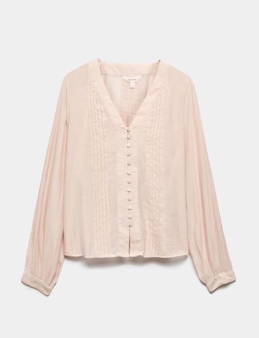 Textured V-Neck Blouse