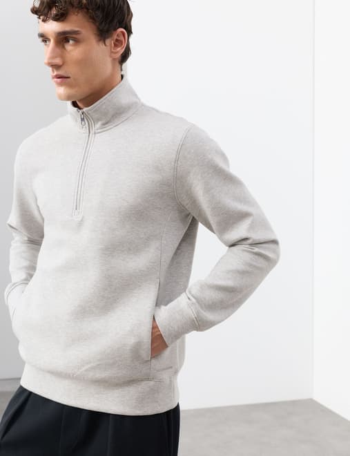 Cotton Rich Half Zip Sweatshirt