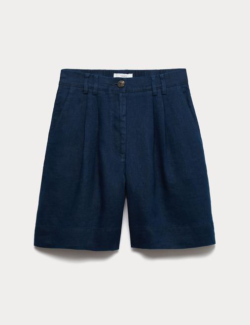 Pure Linen High Waisted Shorts