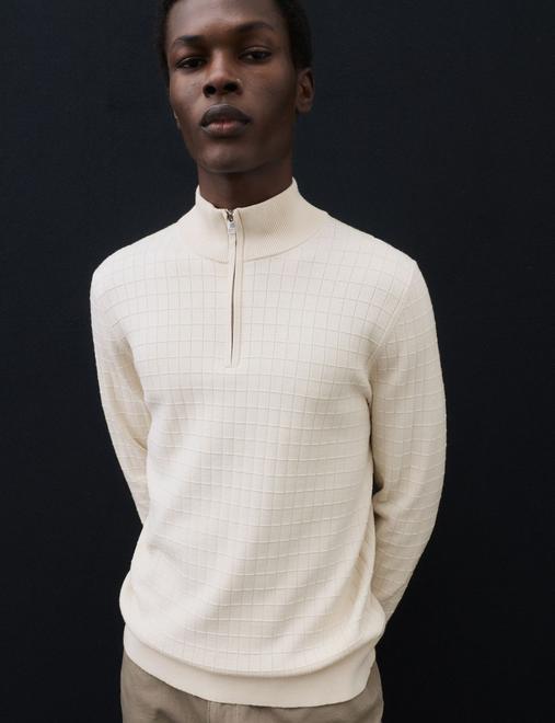 Performance Checked Texture Half Zip Jumper