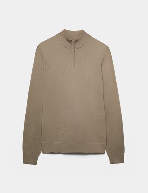Pure Extra Fine Merino Wool Half Zip Jumper
