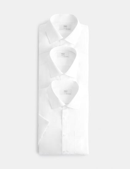 3 Pack Slim Fit Easy Iron Short Sleeve Shirts