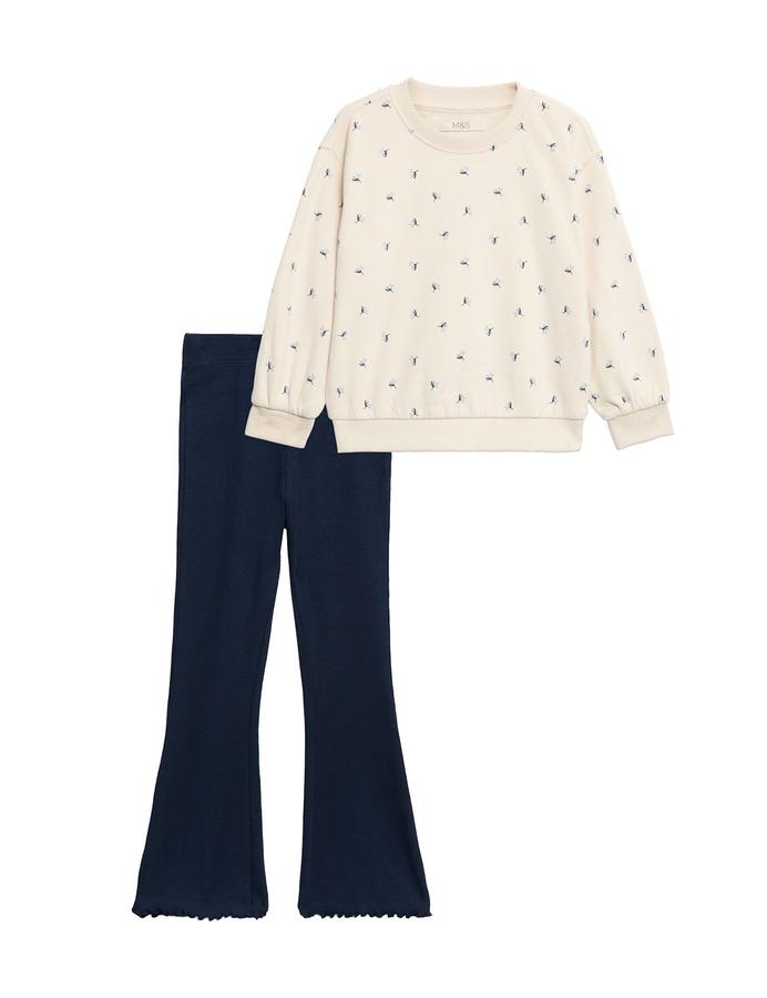 2 Piece Cotton Rich Floral Sweatshirt Outfit (2-8 Yrs)