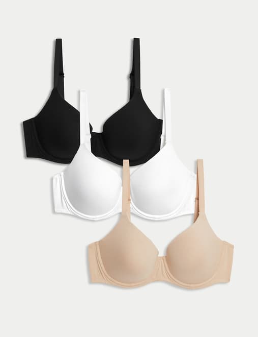 MARKS & SPENCER M&S 3pk Lace & Mesh Wired Balcony Bras A-E - T33