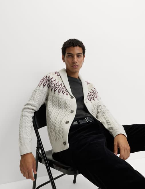 Fair Isle Cable Knit Cardigan