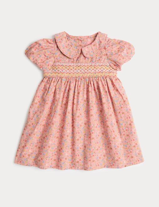 Pure Cotton Floral Smock Dress (0-3 Years)