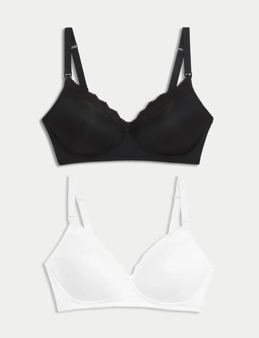 Buy Visy Bra Nursing Bra Set, White and Black, Large at