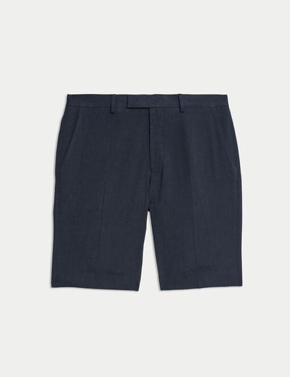 Tailored Fit Italian Performance Linen Blend Suit Shorts