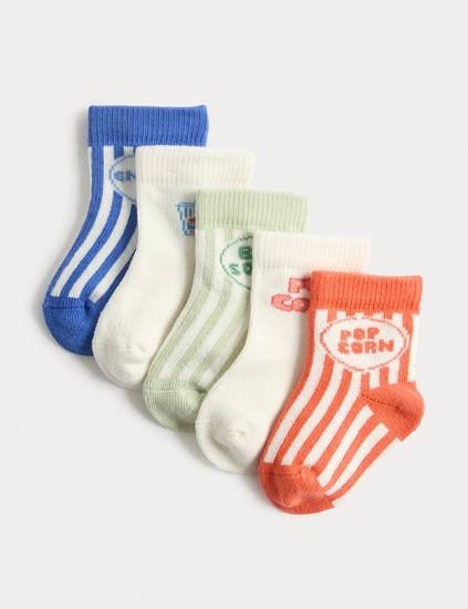 5 Pack Cotton Rich Baby Socks (7lbs-24 Mths)