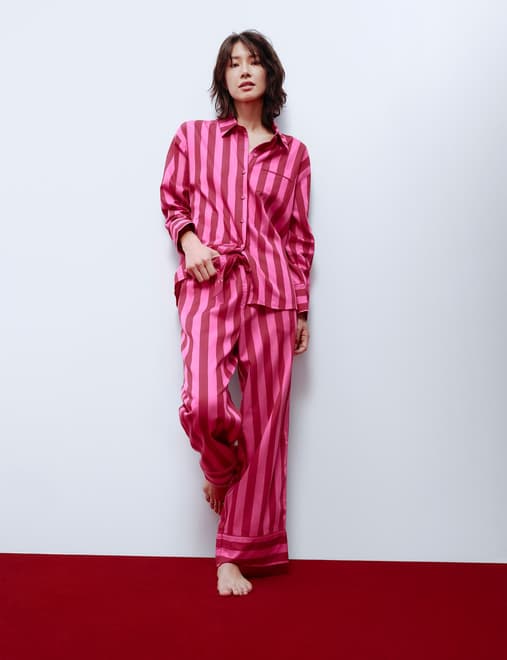 Pure Cotton Sateen Striped Pyjama Set