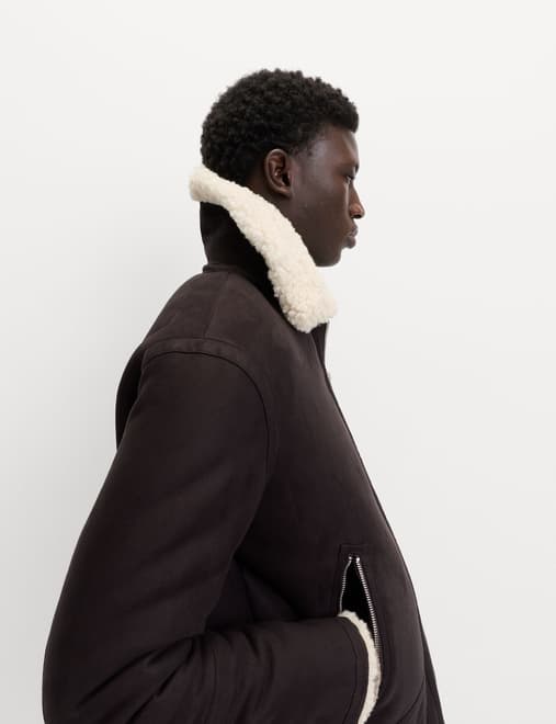 Faux Suede Aviator Jacket