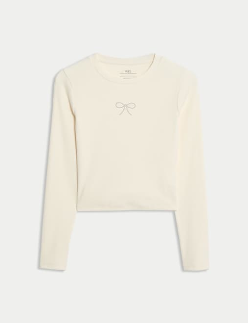 Cotton Rich Slogan Ribbed Top (6-16 Yrs)