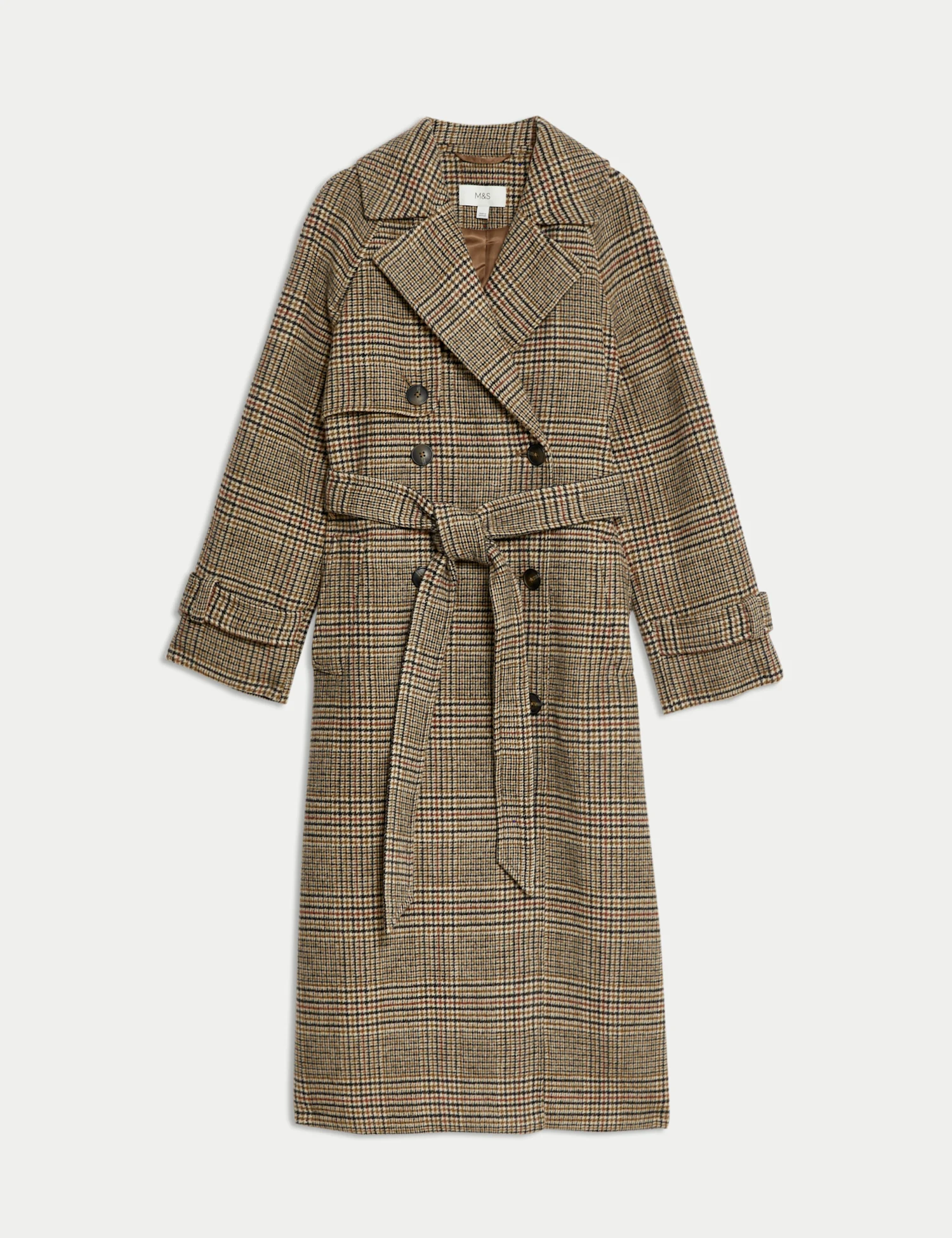 Shop Checked Longline Trench Coat with Wool for Women Online M S