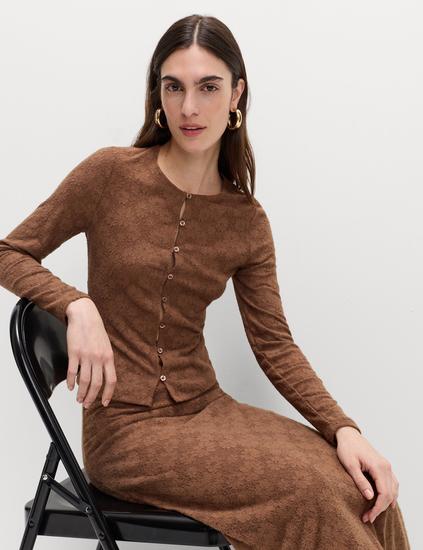 Flower Detail Button Through Cosy Top