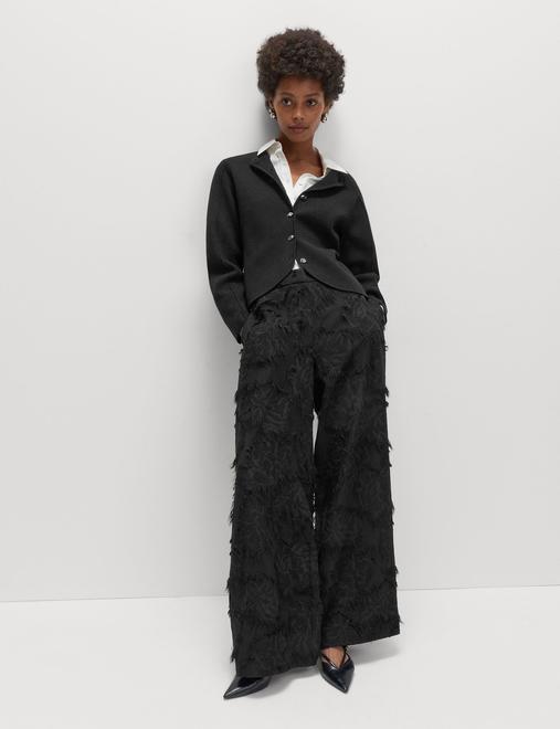 Jacquard Fringe Wide Leg Trousers