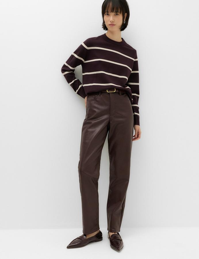 Faux Leather Straight Leg Trousers