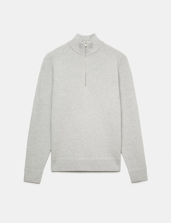 Cotton Blend Ribbed Half Zip Jumper
