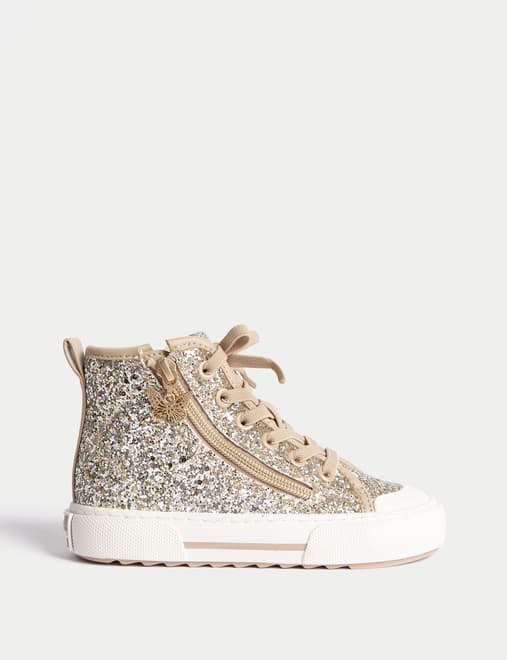 Kids' Glitter High Top Trainers (4 Small - 6 Large)